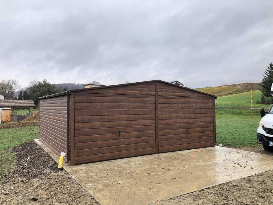 Garaż blaszany drewnopodobny 6x5.80, 6x6 konstrukcja profil Producent