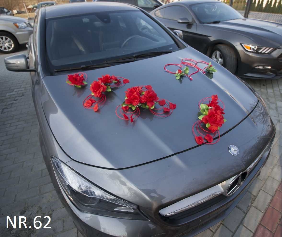 Stroik dekoracja samochodu do ślubu.CZERWONE Ozdoba 062