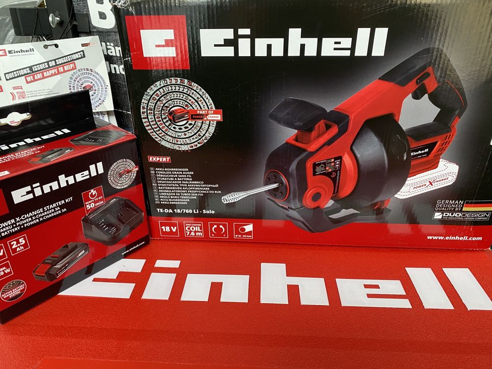 Прочистка труб аккумуляторна Einhell TE-DA 18/760 Li Kit 2,5 Ah