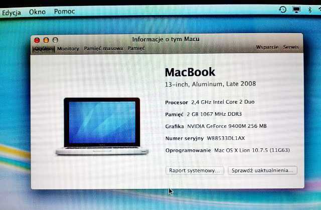 Macbook A1278 Aluminium 2GB 250GB 13 Intel Core 2 Duo