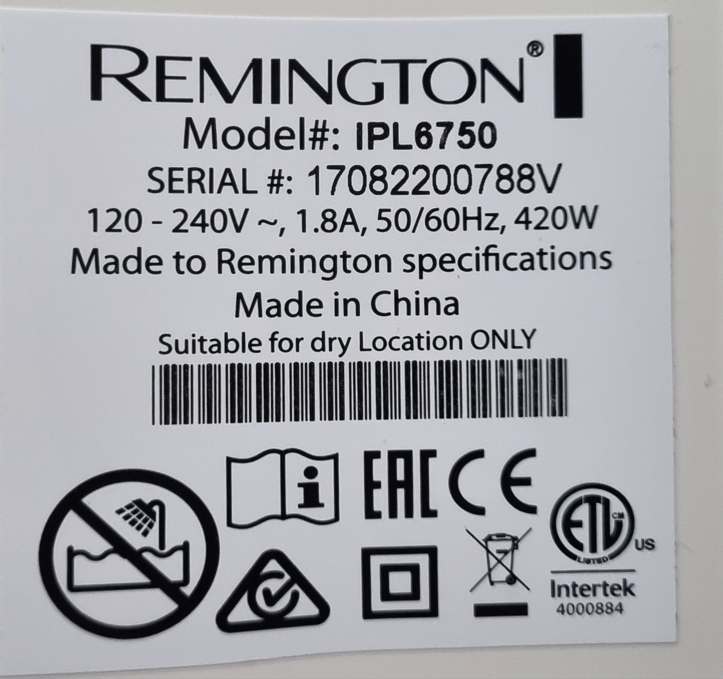 Sprzedam depilator Remington I-Light IPL6750