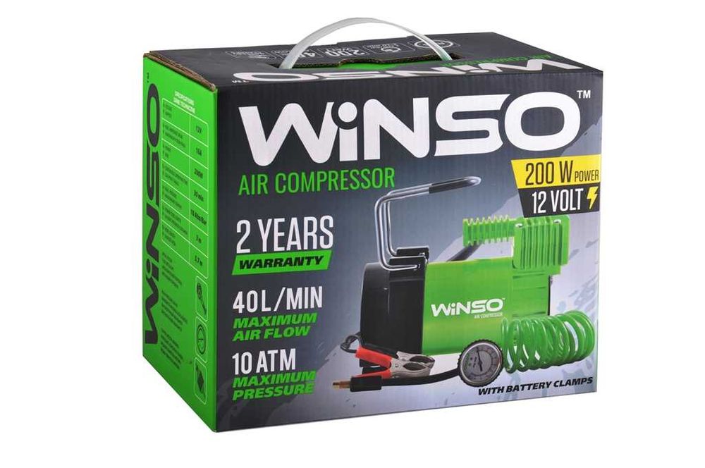 Компрессор в авто, для авто WINSO/ВИНСО 10 Атм, 40 л/мин, РОЗПРОДАЖ