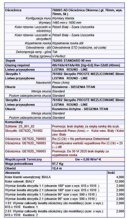 Okno Salamander GreenEvo białe 1460x1650