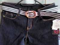 Spodnie jeans granatowe z paskiem, YD, 158 cm 12-13 lat, nowe