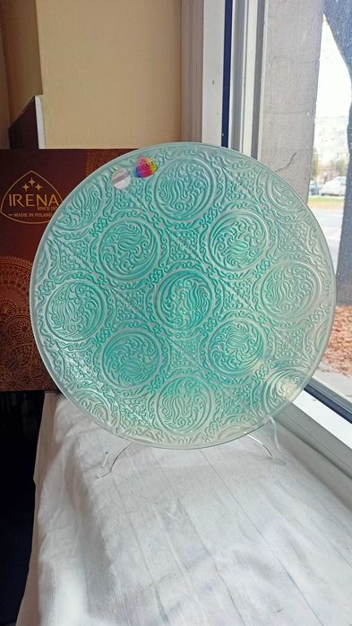 Patera turkusowo perłowa model Amsterdam sygnowana Irena Inowrocław