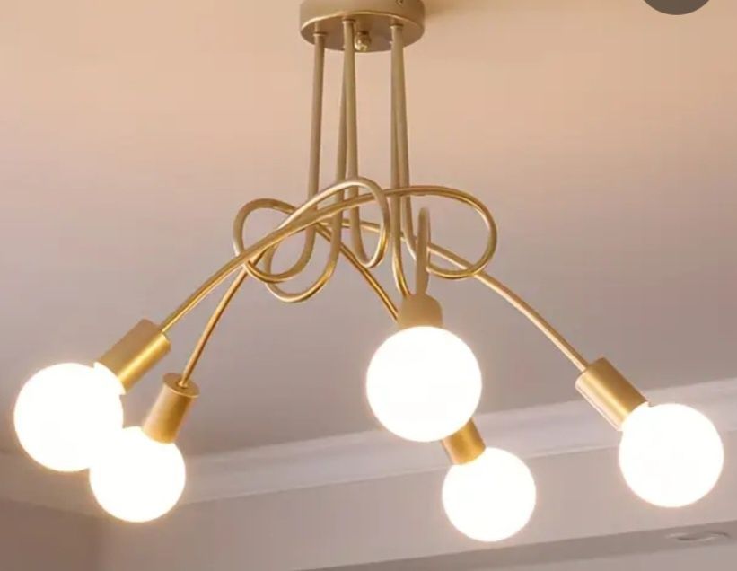 NOWA nowoczesna złota lampa na 5 źródeł światła (bez żarówek E27)