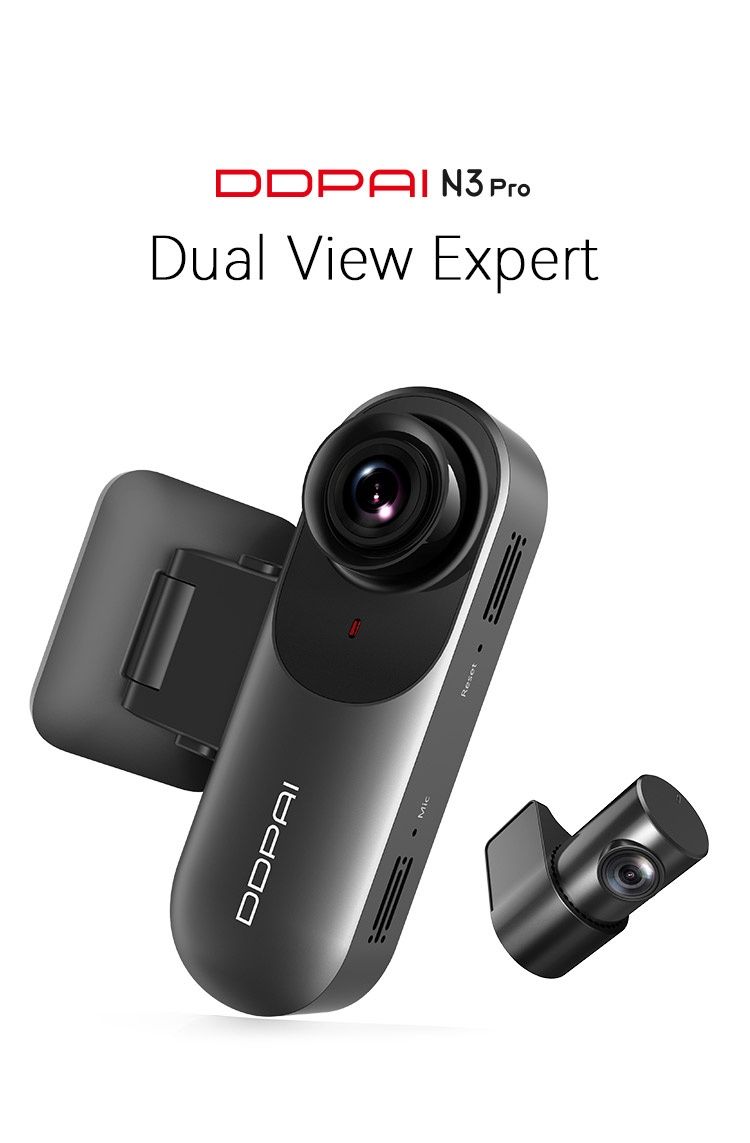 Видеорегистратор автомобильный DDPai Dash Cam N3 Pro GPS,две камеры