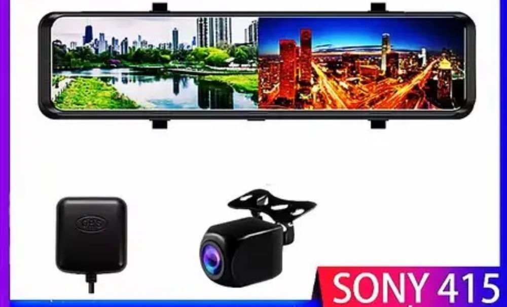 Дзеркало відеореєстратор 10" 2 камери Super Full HD Надійний контроль!