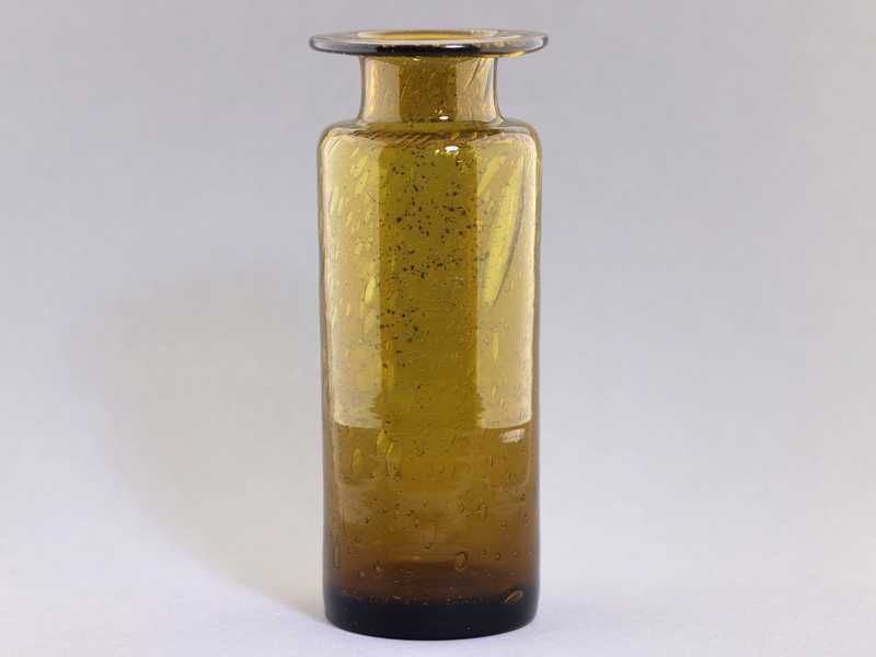 Szklany wazon napowietrzony antico PRL miód gryczany wys 22,4cm