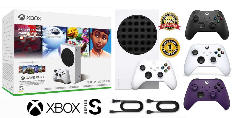 Xbox Series S 512GB SSD + 2 pady + hdmi + ROK gwarancji