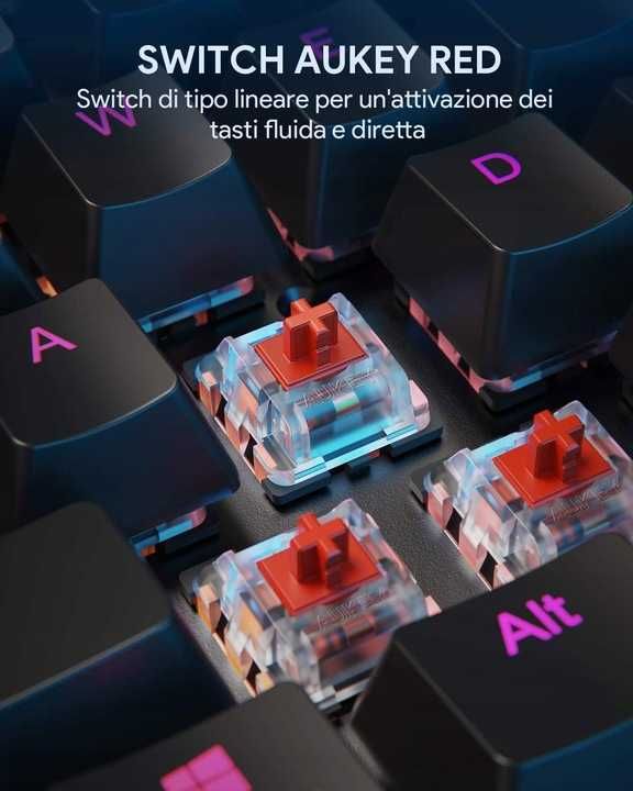 AUKEY Klawiatura gamingowa mechaniczna QWERTY TKL dla graczy RGB [2382
