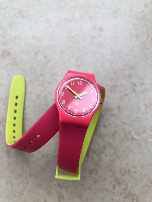 Zegarek Swatch Biko Roose Neon Pink LP131 długi pasek damski