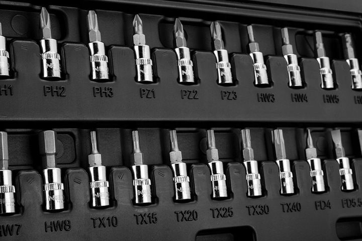 Neo 10-004 Zestaw Komplet Klucze Nasadowe 1/4'' 46el Crv Nasadki Torx