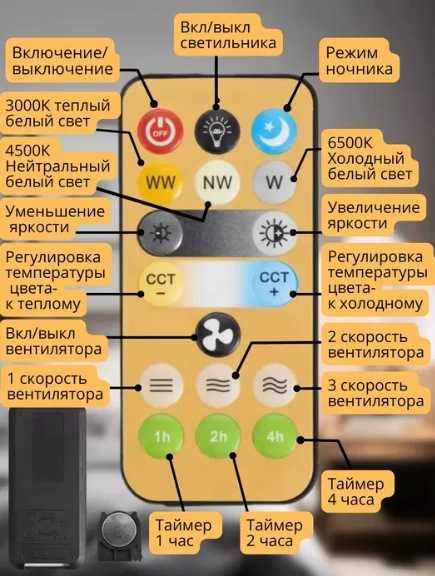 Лампа Вентилятор Светильник 3в1 Два вида с пультомЛЕД LED