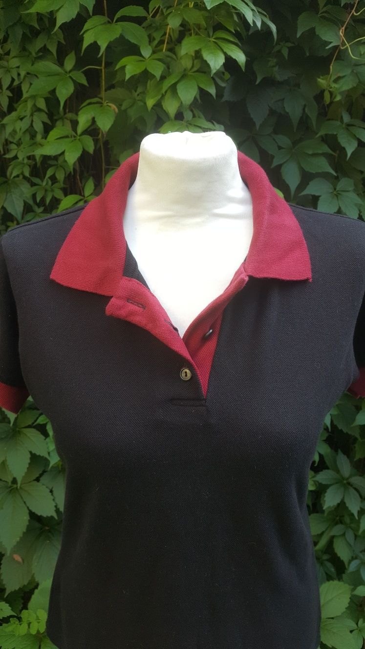 Nowy bawełniany czarny T-shirt polo bordowy bluzka podkoszulek S M L