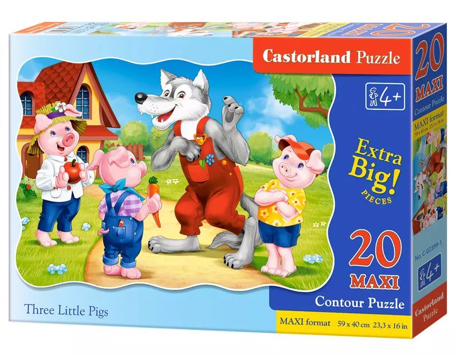 Puzzle maxi 20 elementów. Trzy małe świnki. Castorland