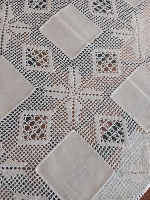 Toalha Mesa de Jantar Linho e Renda - NOVA