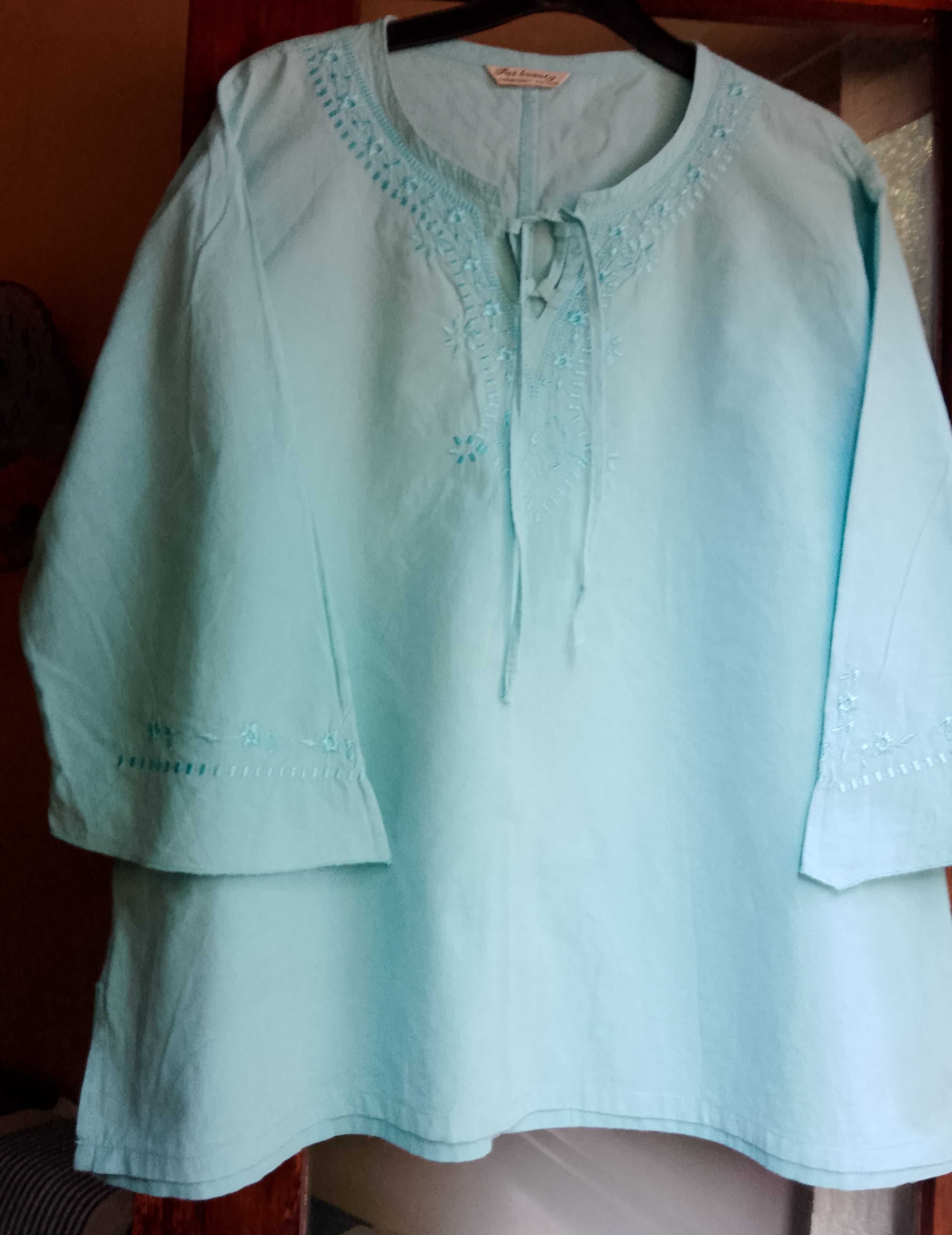 Blusa indiana azul-turquesa nova, XXL
