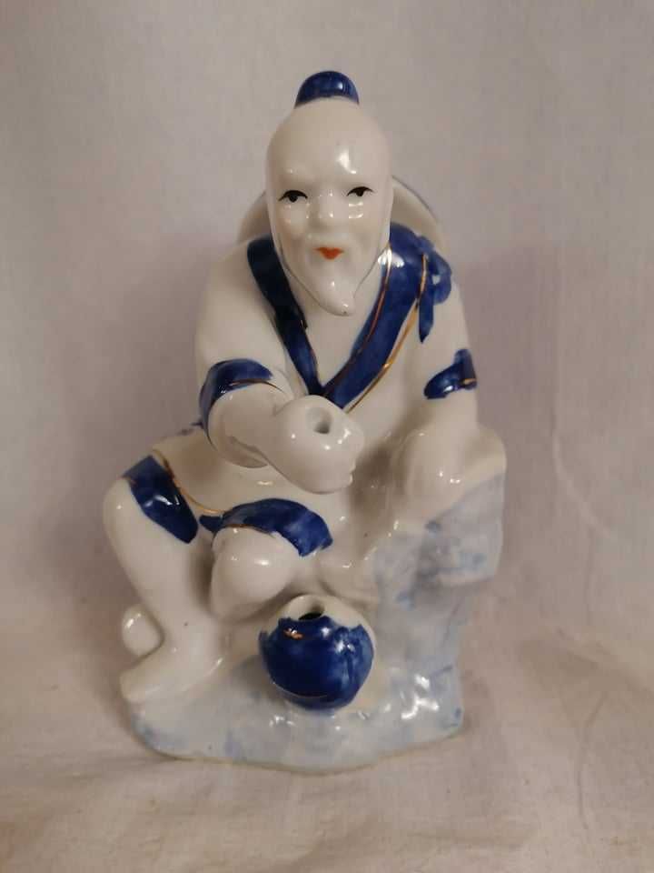 Porcelanowa figurka, chiński rybak, chińczyk