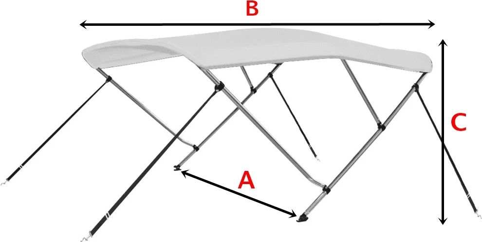 Toldo bimini barcos em alumínio (150-160)x180x110, 2 arcos