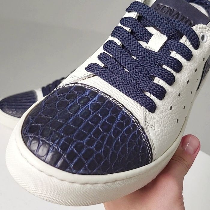 Літні чоловічі кеди зі шкіри натурального крокодилу