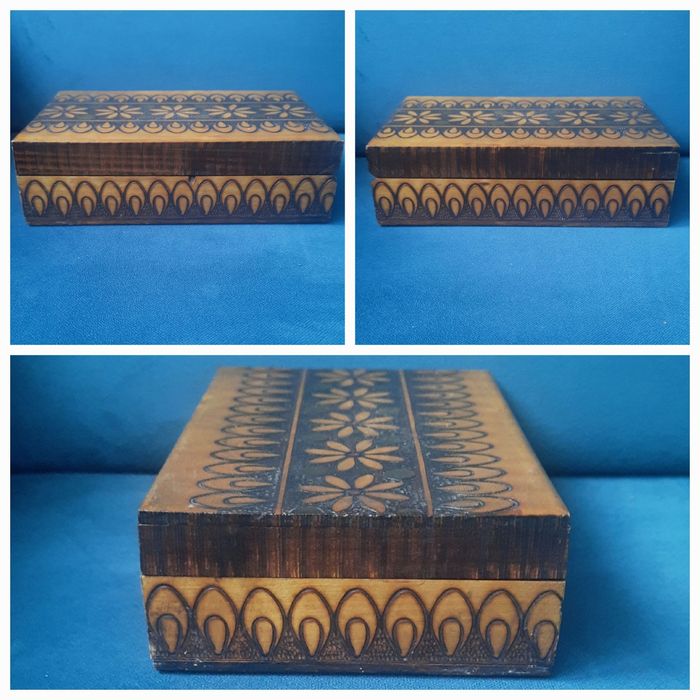 Drewniana szkatułka pudełko organizer na biżuterię akcesoria