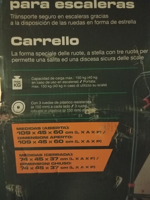 Carrinho de transporte para escadas Parkside