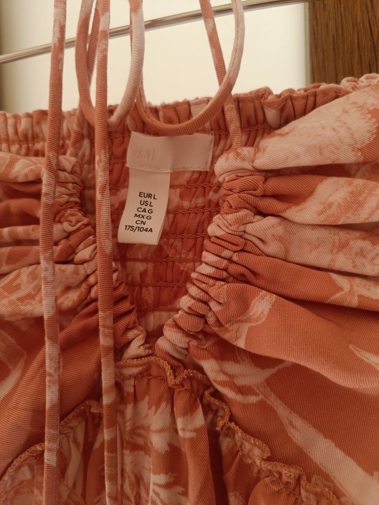 Letnia sukienka z wiązaniem na szyji h&m L