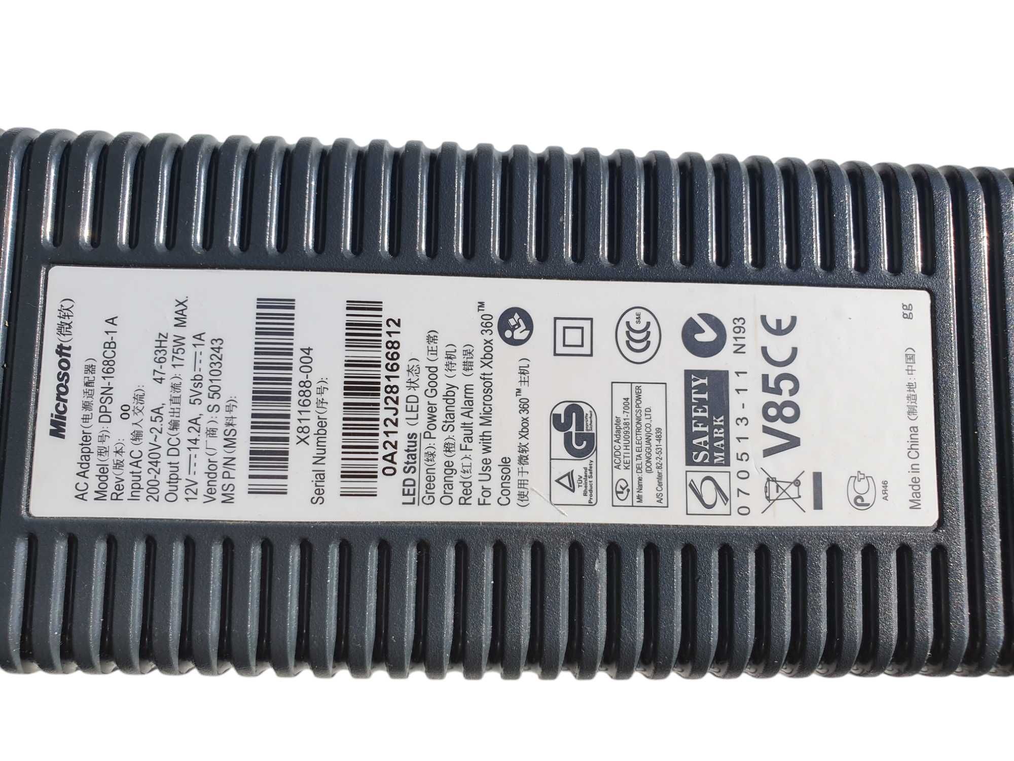 Oryginalny zasilacz Microsoft do konsoli Xbox 360 FAT  DPSN-168CB-1A