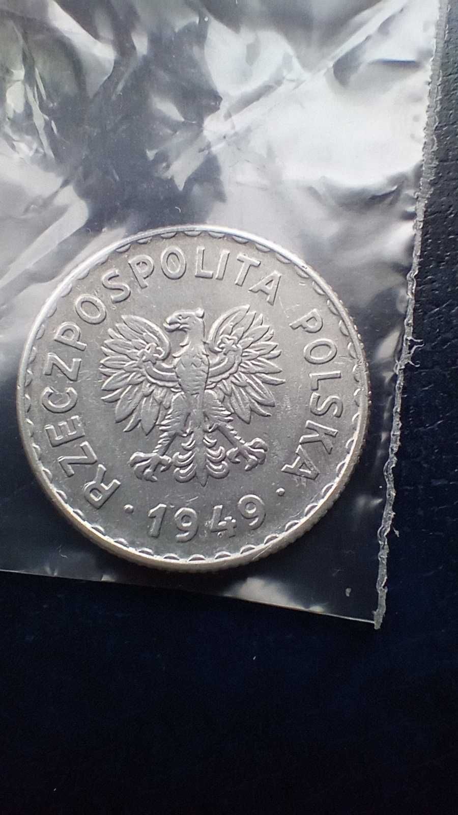 Stare monety 1 złoty 1949 PRL piękna