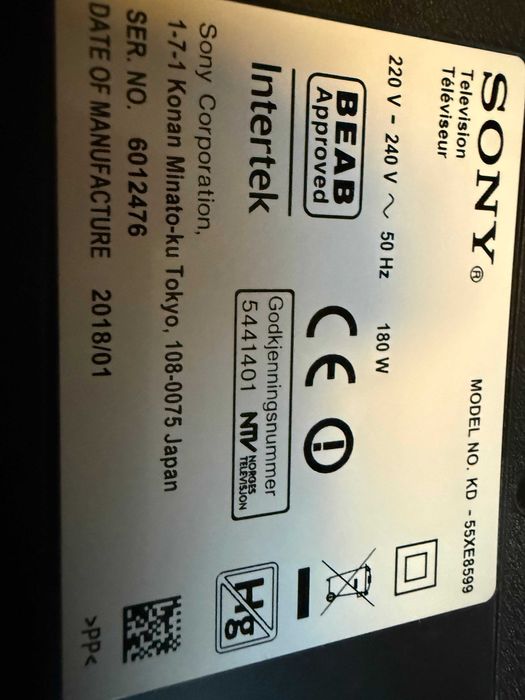 Telewizor SONY 55 cali 55XE8599 w super stanie