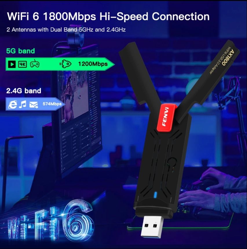 Wi-Fi адаптер Fenvi AX1800 Derapid 1300M Usb 3.0 2,4\5 Ггц