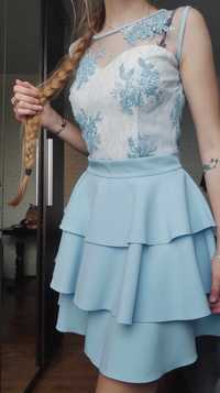 Niebieska sukienka balowa 36 babyblue elegancka