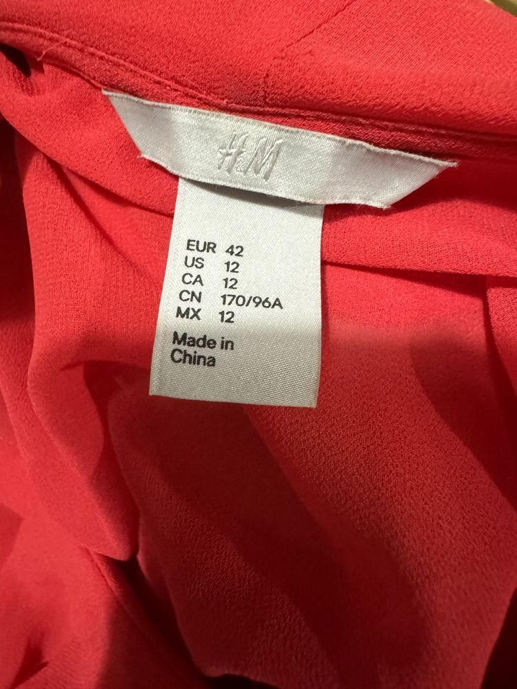 H&M bluzka mgiełka żabot falbana wiosna lato viral, rozmiar 42