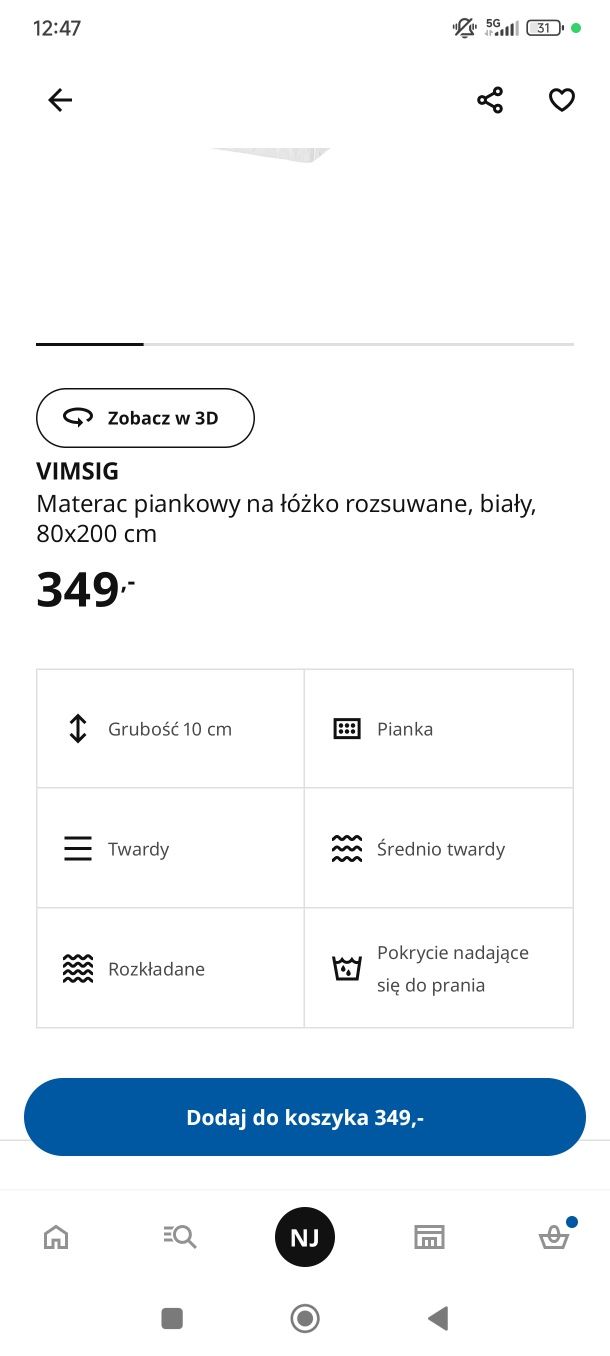 Łóżko ikea minnen  regulowane + materac Ikea vimsig