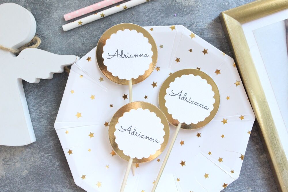 Pikery piki topper do babeczek muffinek dekoracje urodzinowe na chrzes