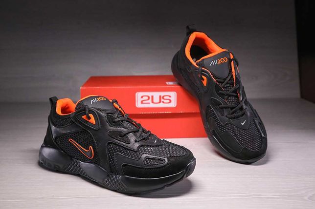Кроссовки мужские Nike Air Power Black-Orange кожа-сетка