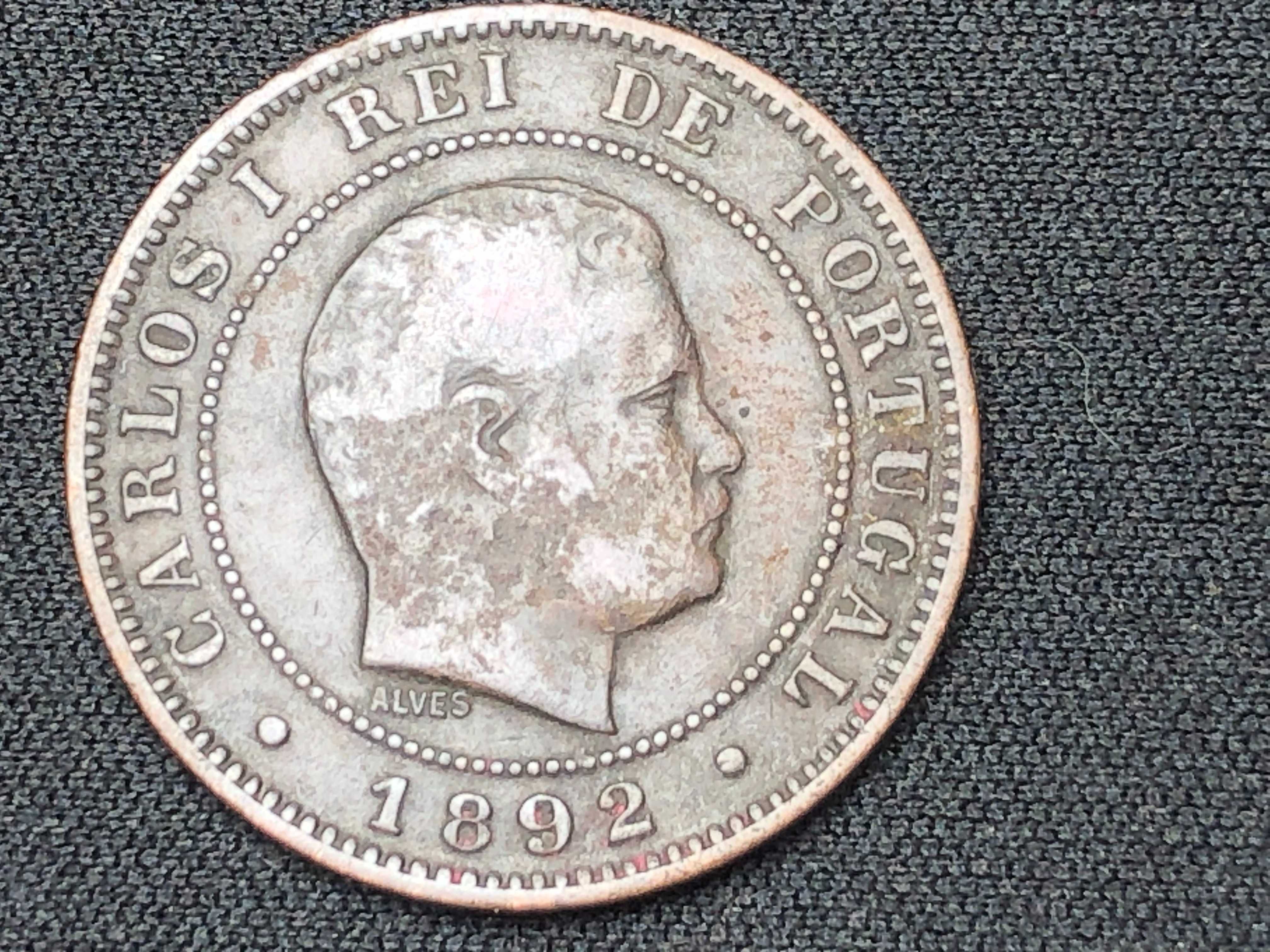 Lote de 2 moedas de 10 Reis em Bronze 1891 e 1892