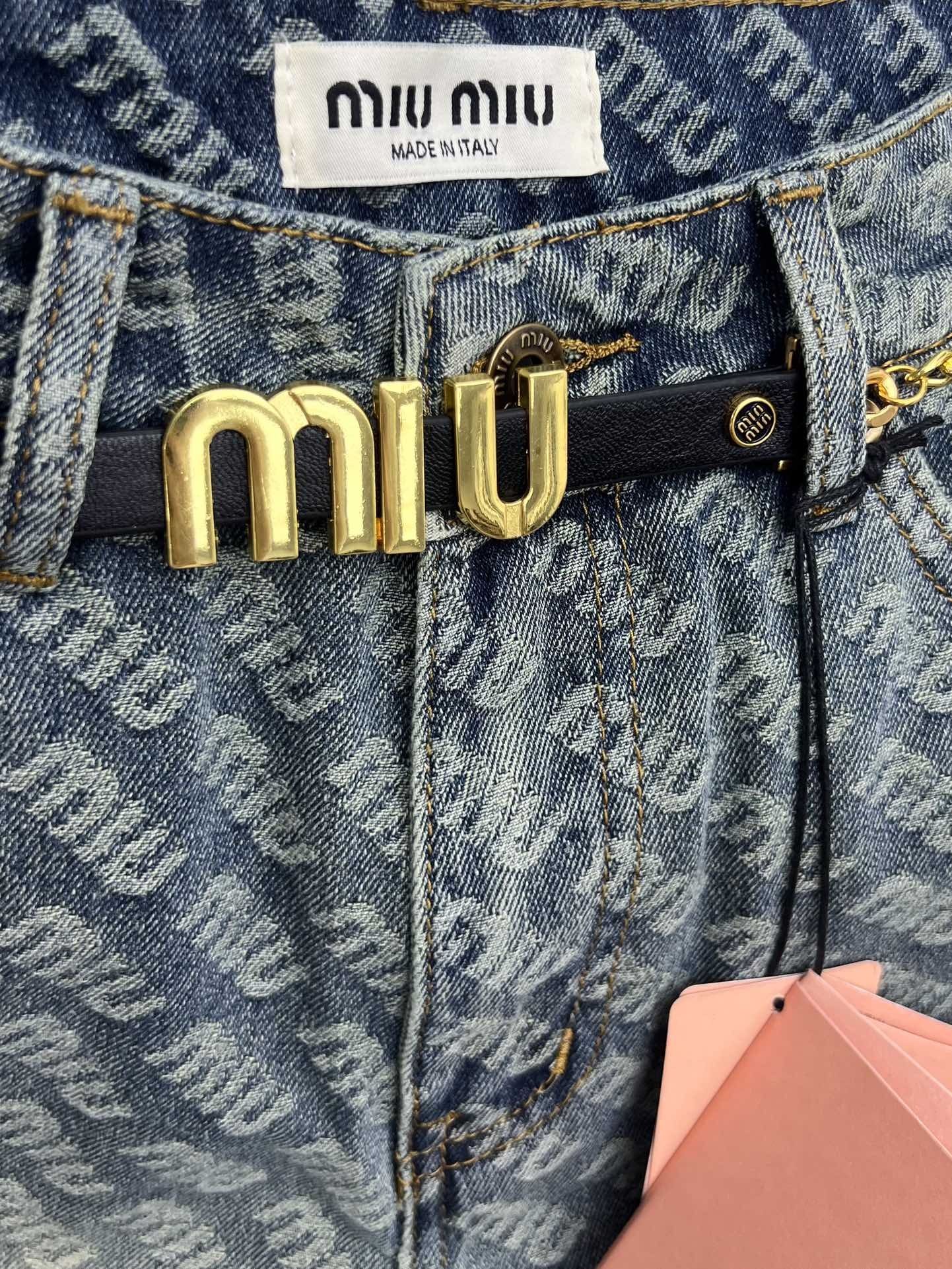 MIU MIU® Luksusowe spodenki jeansowe spodnie szorty dżins