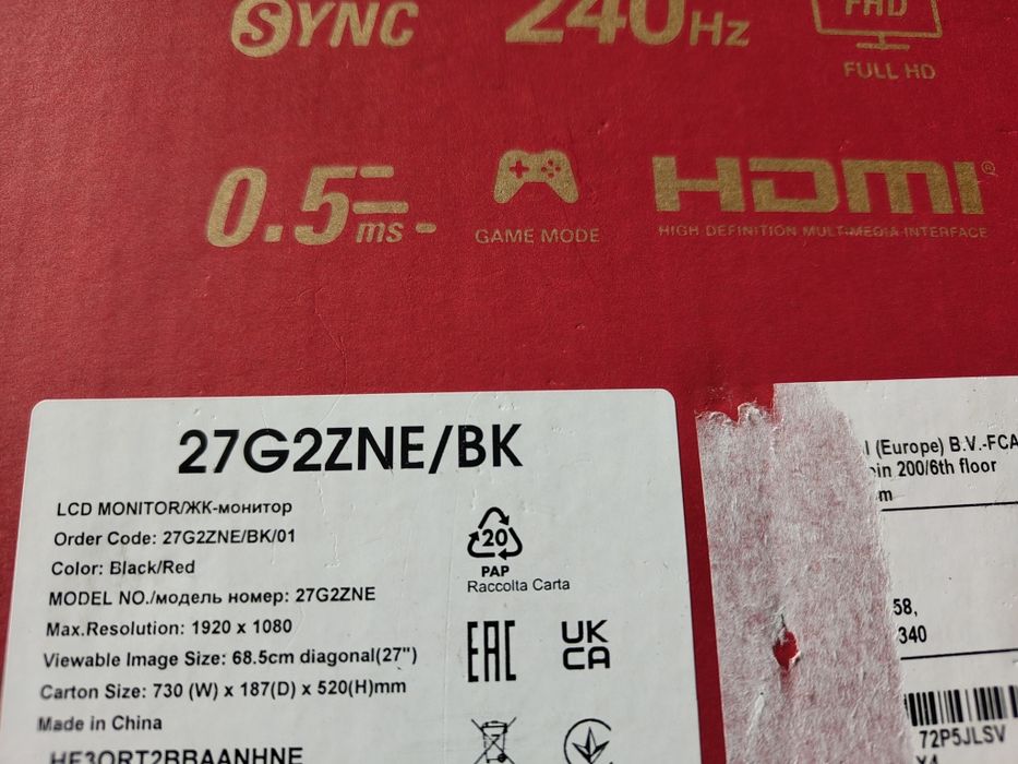 Monitor LED AOC 27G2ZNE/BK 27 " 1920 x 1080 px VA