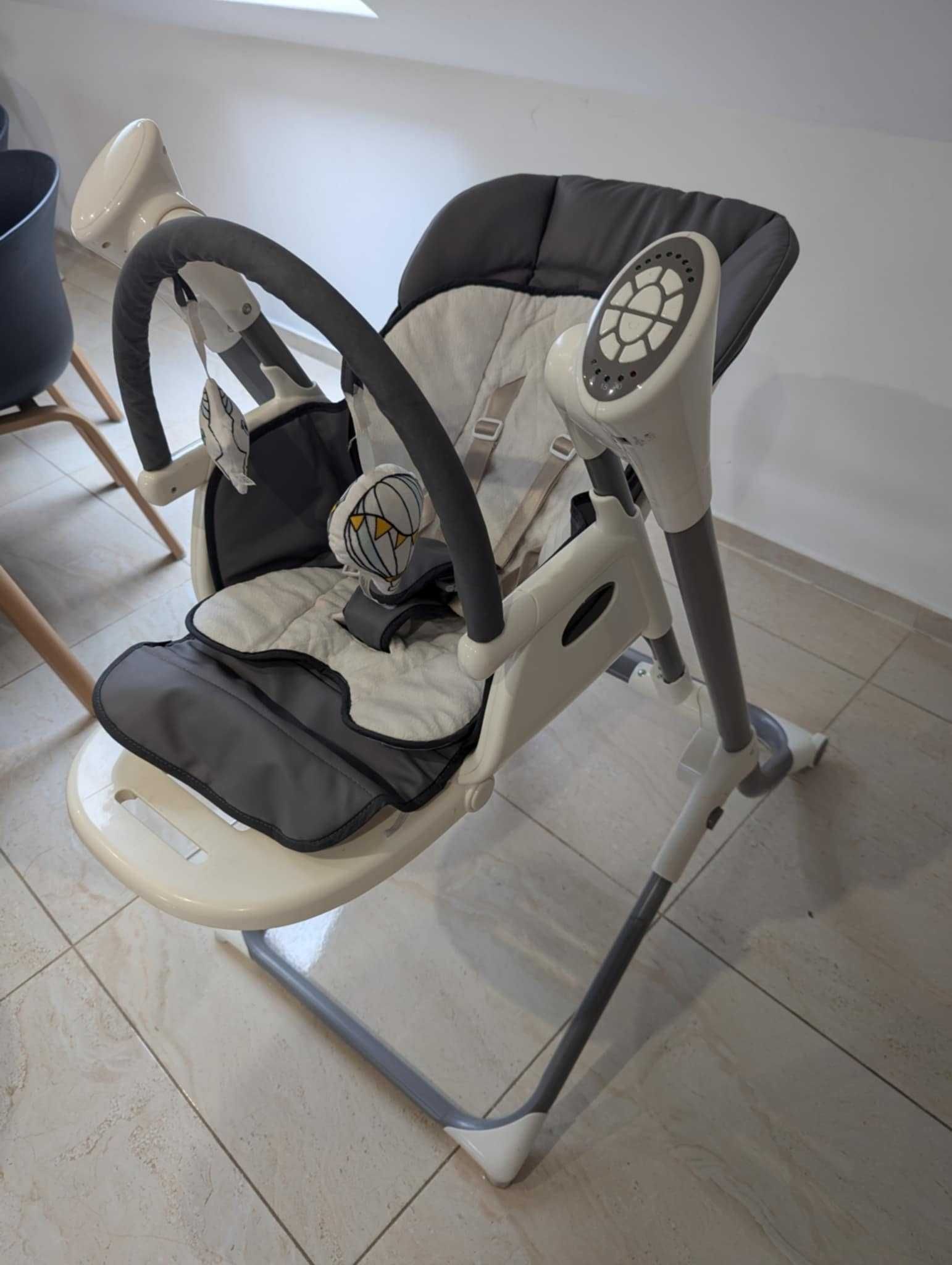 Krzesełko do karmienia 2w1 Lionelo Niles Grey Funkcja bujaczka