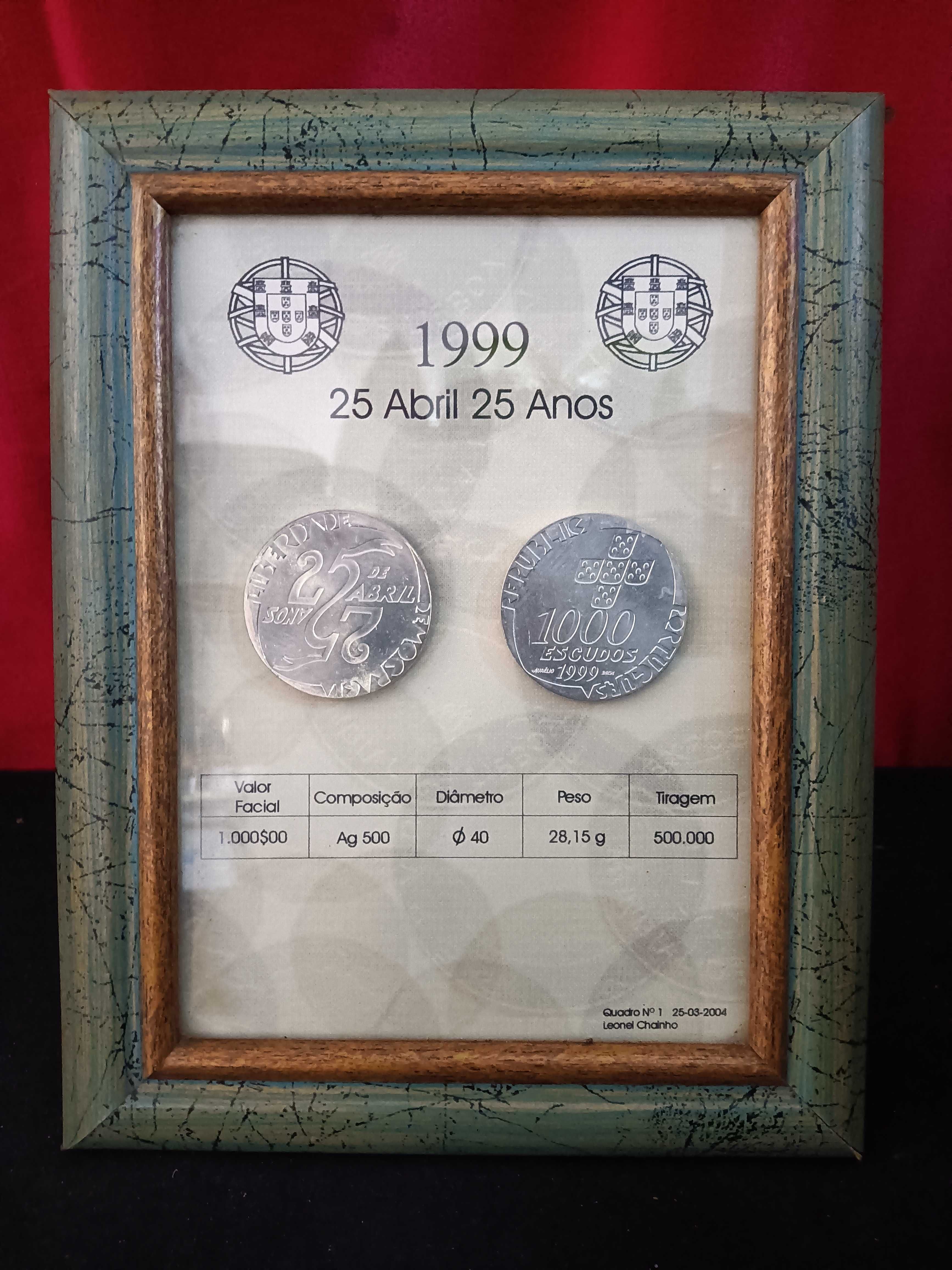 moedas 1000 escudos emolduradas 10 unidades
