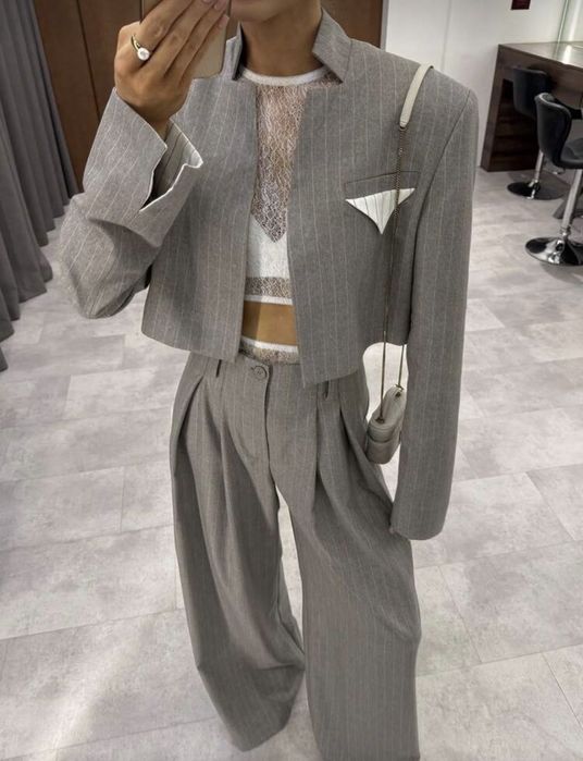 Damski komplet zestaw marynarka spodnie