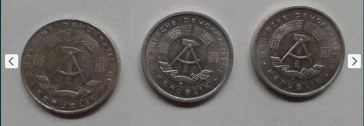 Monety niemieckie PFENNIG fenigi 1 fenig 5, 10, 20, 50 fenigów DDR NRD