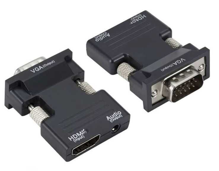 Adapter Przejściówka Konwerter HDMI do VGA + Audio | Mini