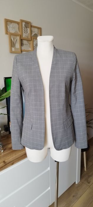 Marynarka Żakiet Reserved rozmiar 38 szara w kratkę białą