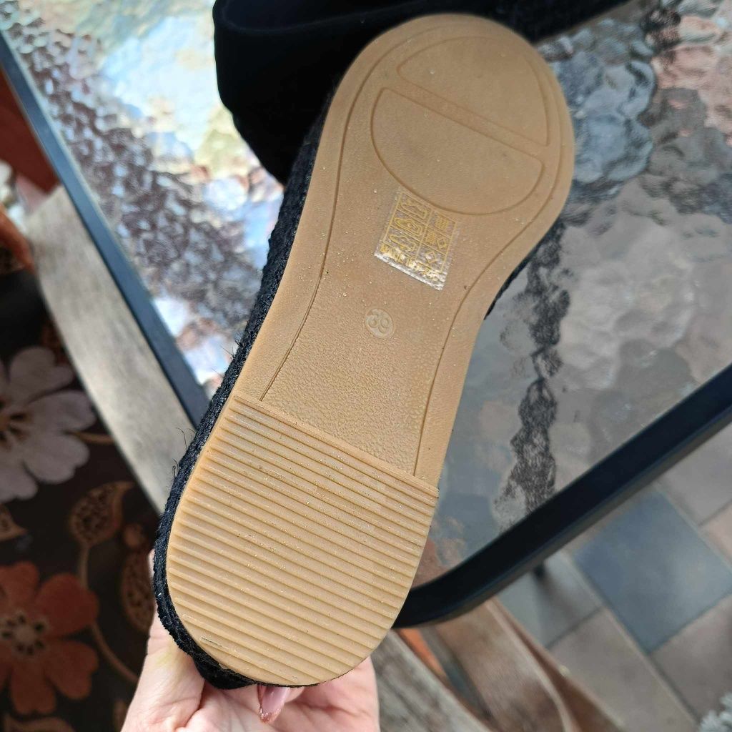 Espadryle zamszowe Boho czarne 39  mokasyny