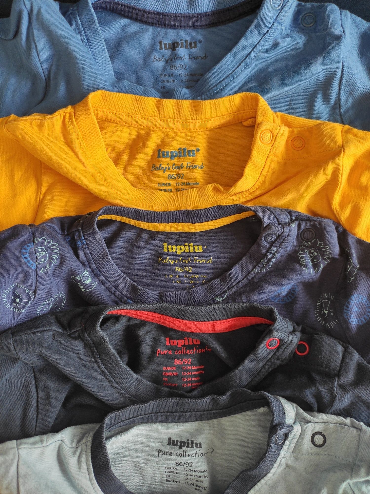 5 koszulek t-shirt chłopięcy Lupilu 86/92 kolorowe wesołe lato mix