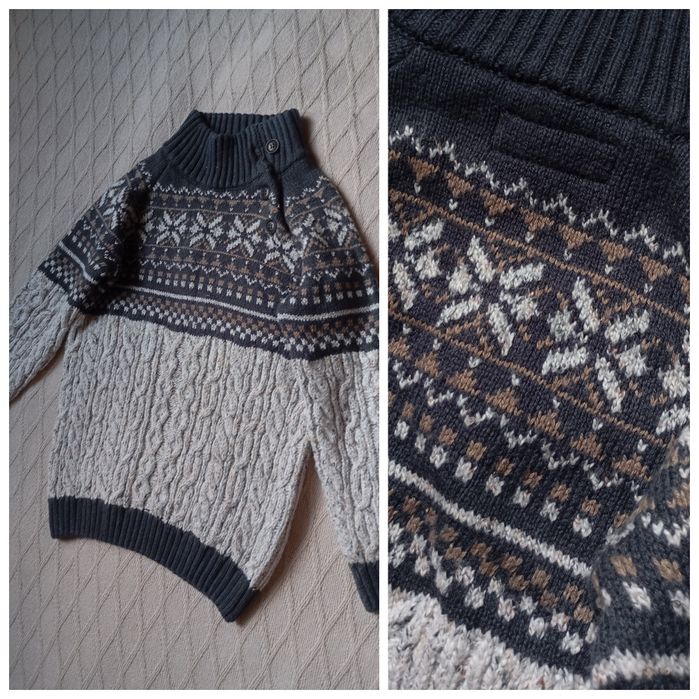 NEXT 6-7L świąteczny elegancki sweterek dla chłopca skandynawski wzór