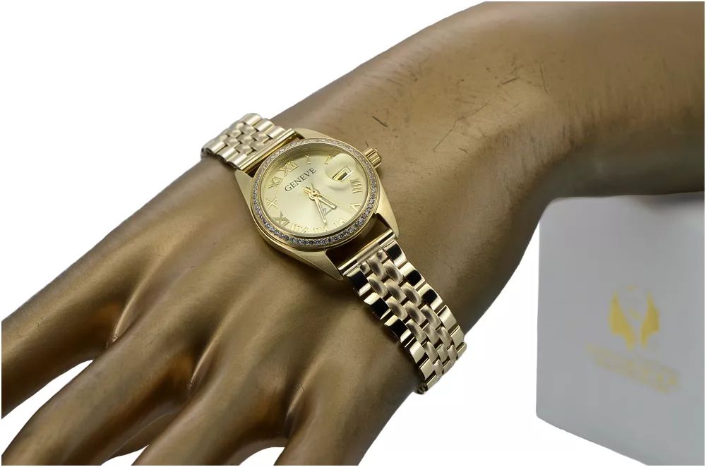 Złoty zegarek z bransoletą damską 14k Geneve lw078ydg&lbw008y